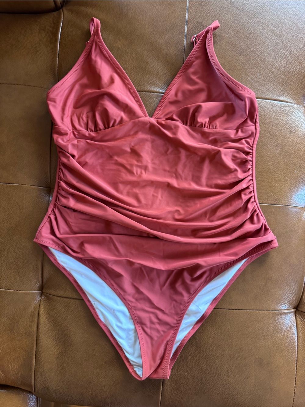 Cupshe Terracotta V-Neck One-Piece Swimsuit